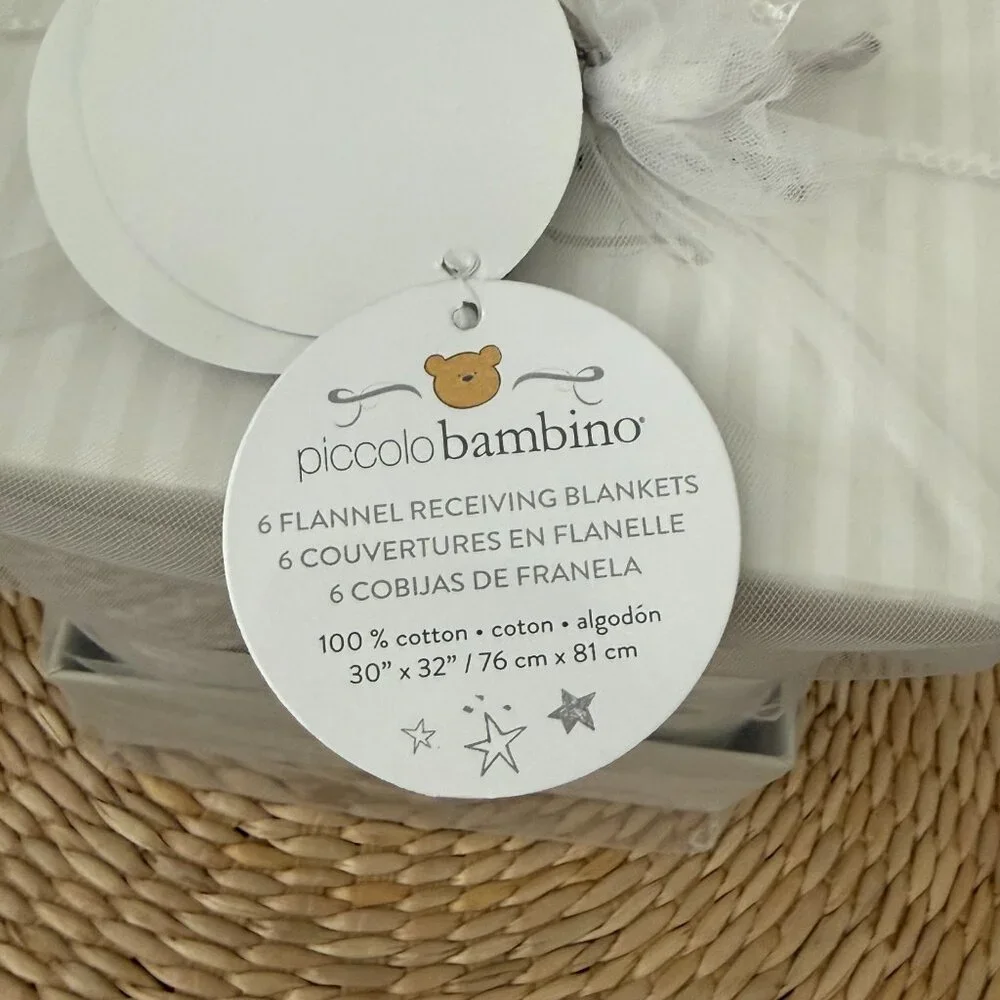 Piccolo Bambino Flannel Receiving Blankets 6-Pack Gift Set — NWT
